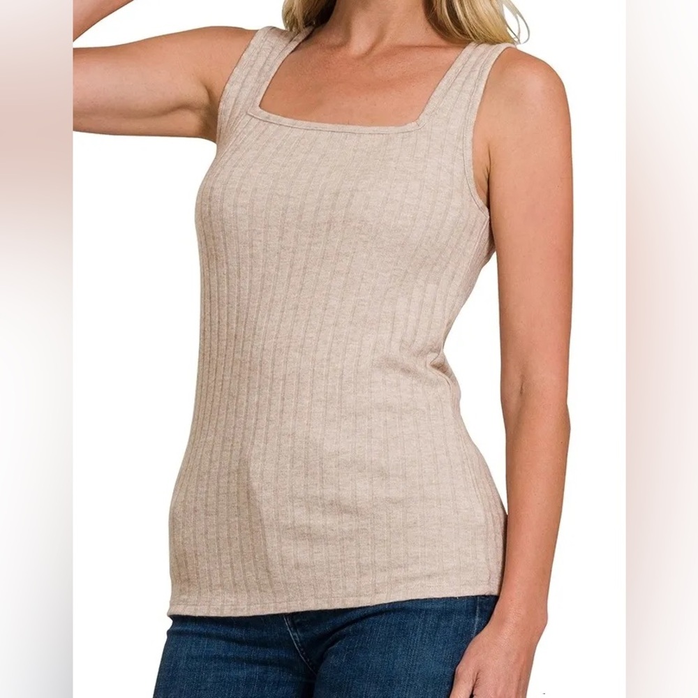 Women's Tan Ribbed Tank Top